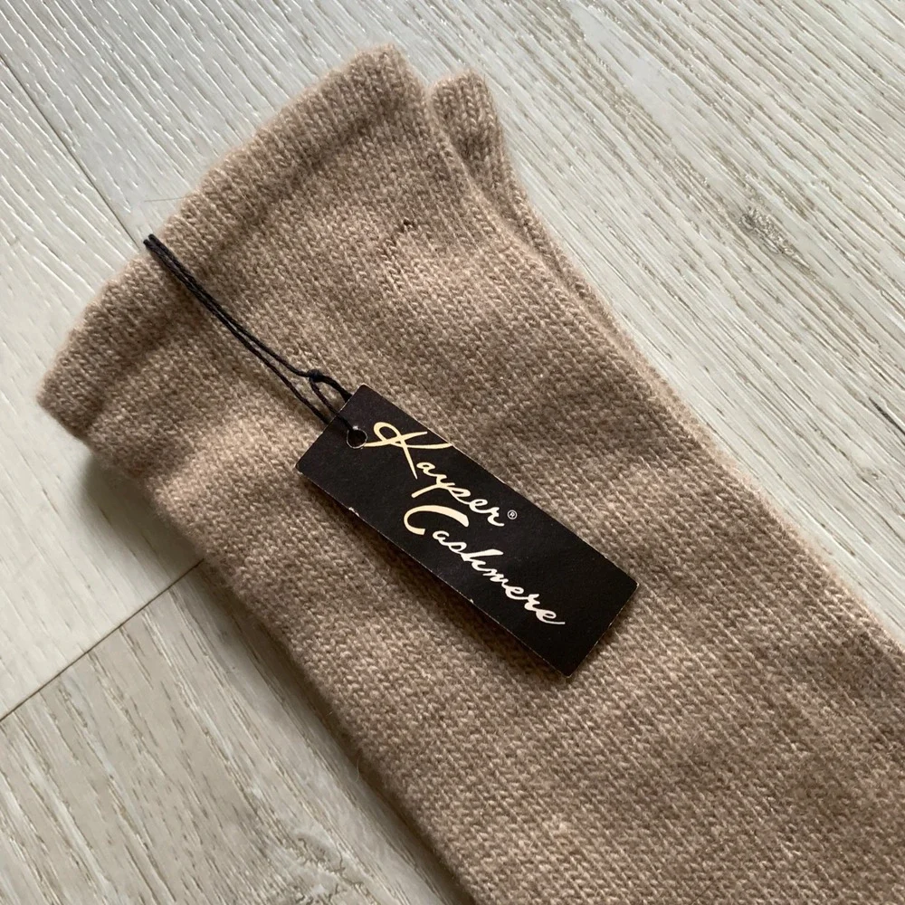 Kayeer Cashmere Long Opera Gloves Camel Tan Knit One Size NWT